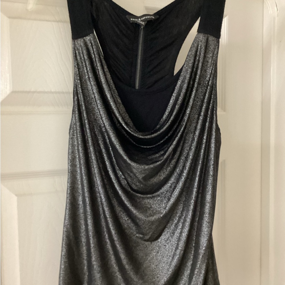 Rock & Republic Gray Asymmetrical Sleeveless Blouse